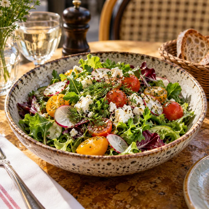 Salade fraîche et colorée de saison